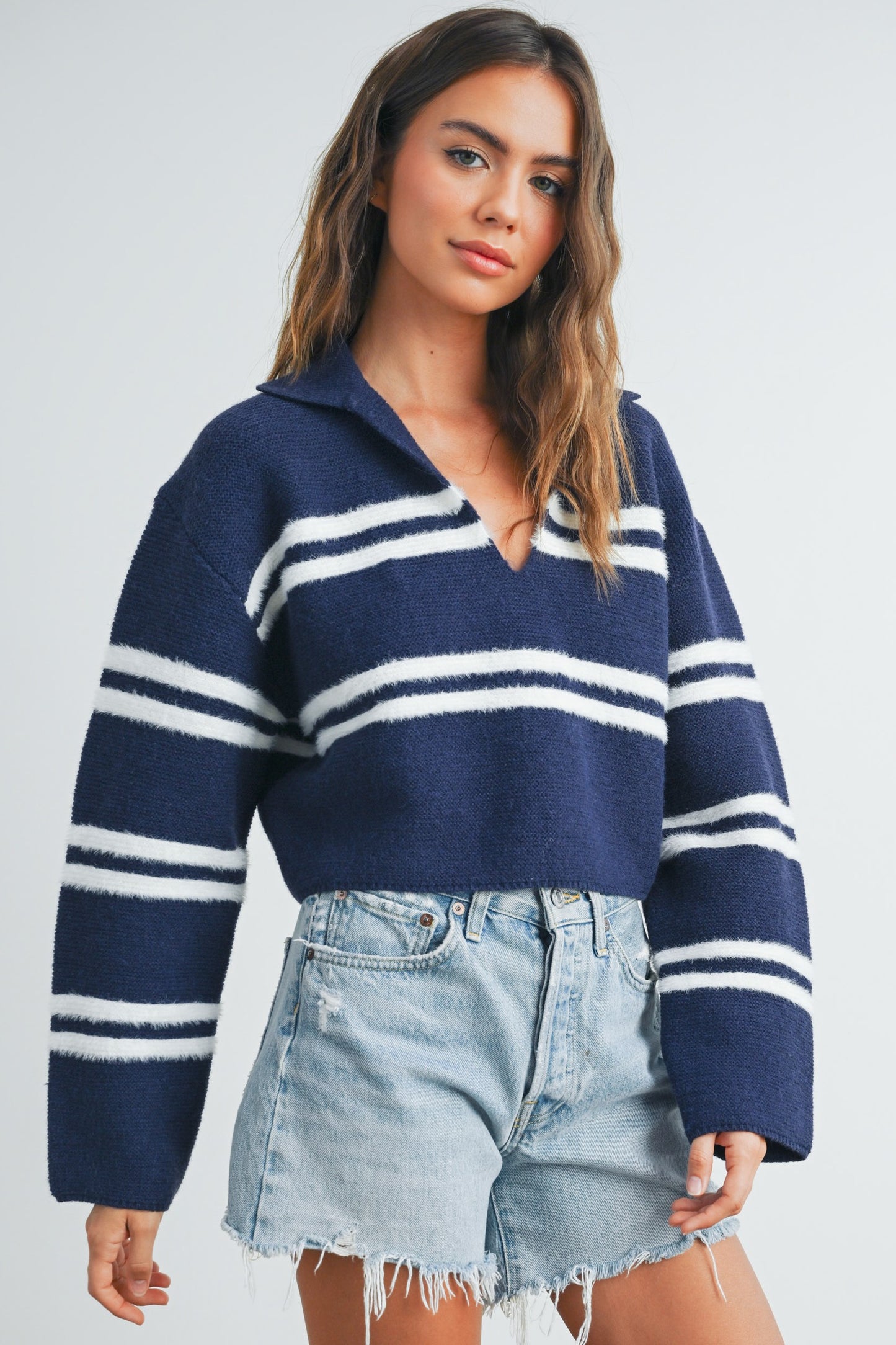 Timeless Charm Cropped Collar Top