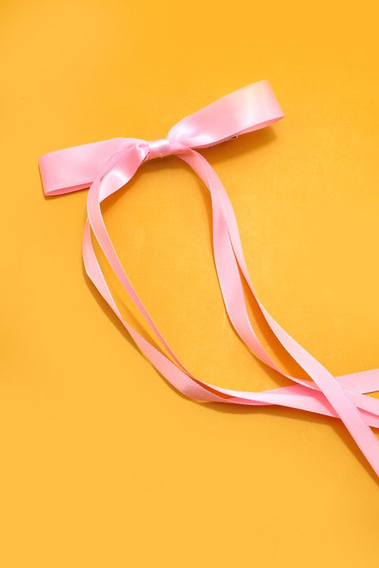 Long Satin Bow Hair Clip