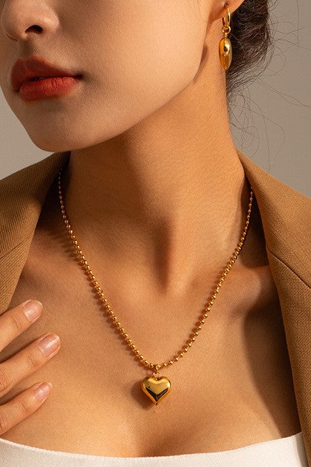Puffy Heart Necklace (Gold)