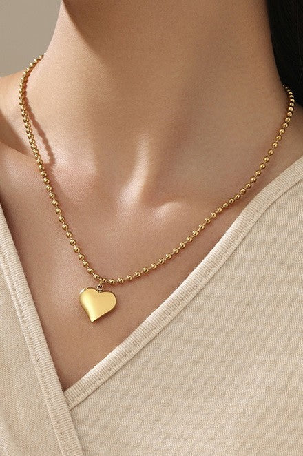 Puffy Heart Necklace (Gold)