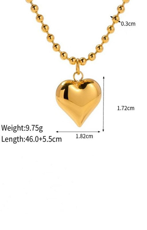 Puffy Heart Necklace (Gold)