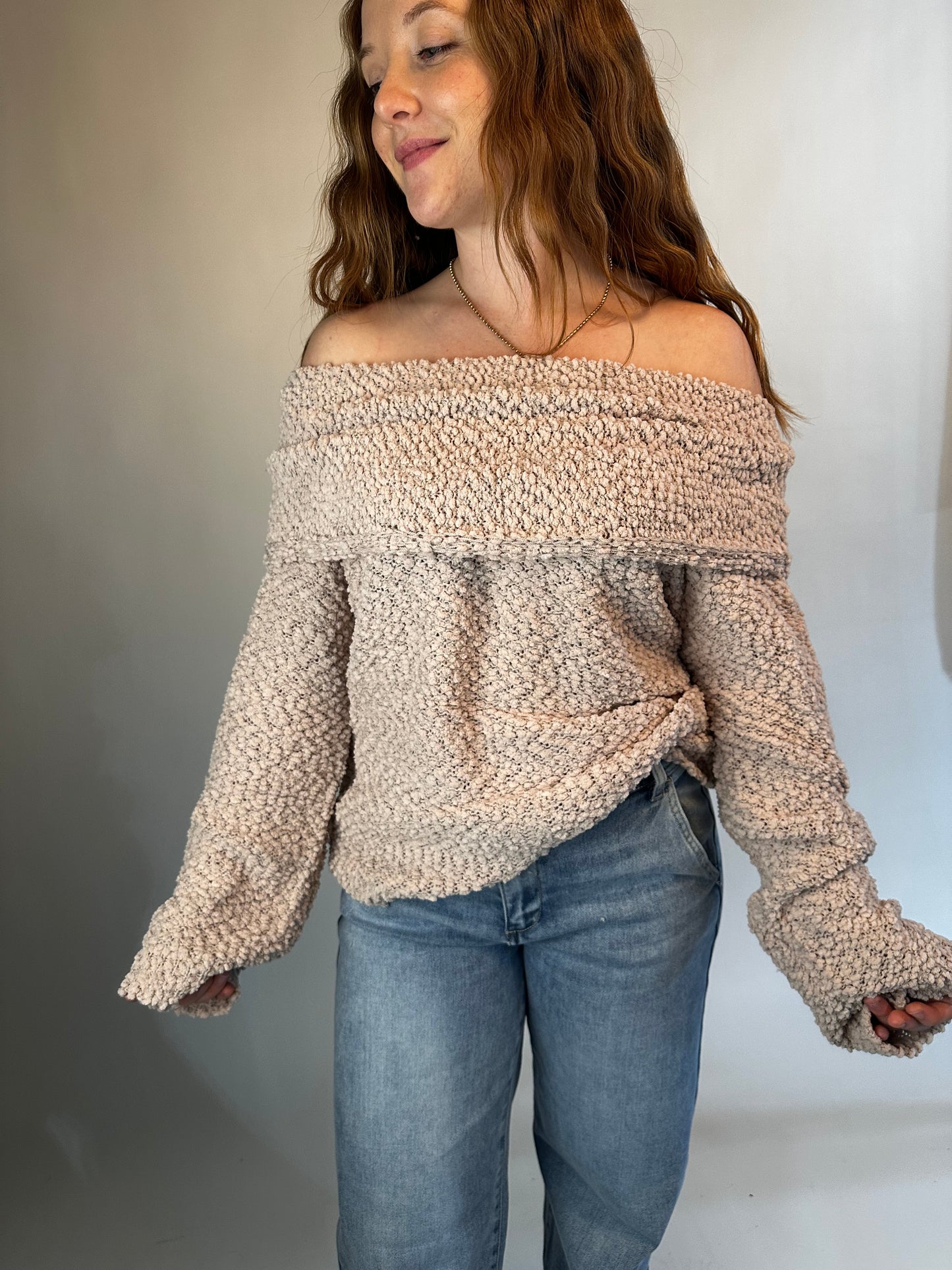Darling Cowl Neck Sweater (Blush)