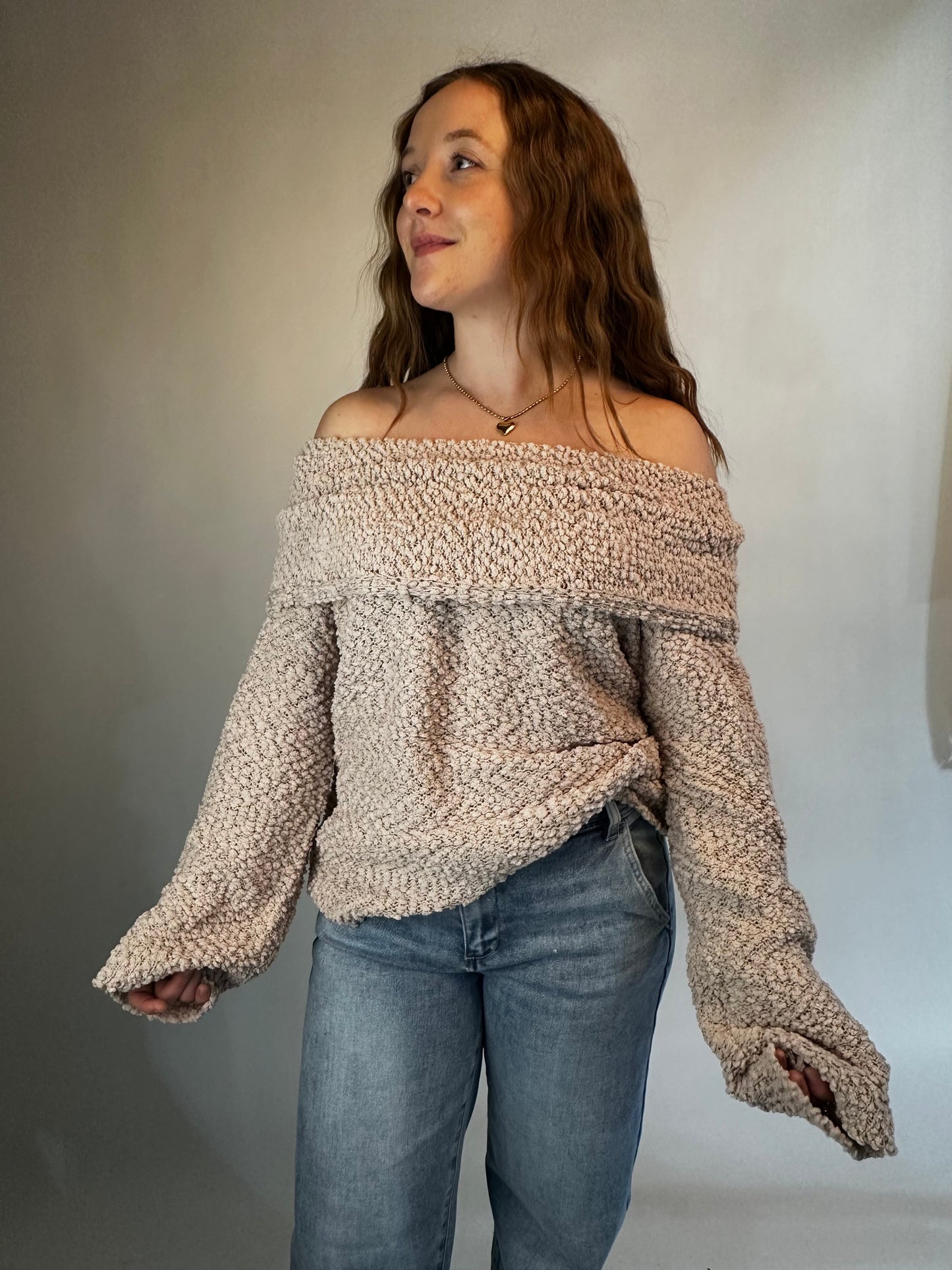 Darling Cowl Neck Sweater (Blush)