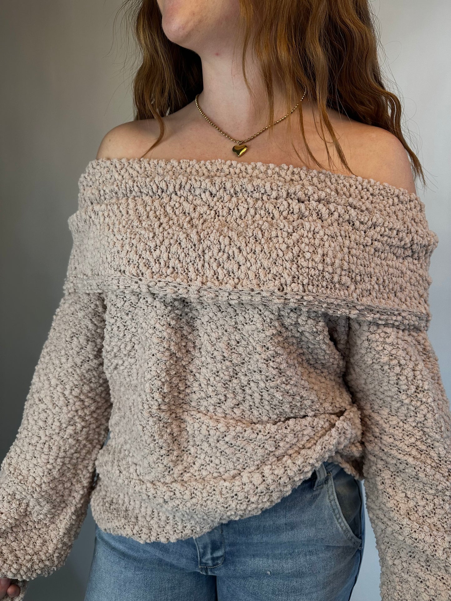 Darling Cowl Neck Sweater (Blush)