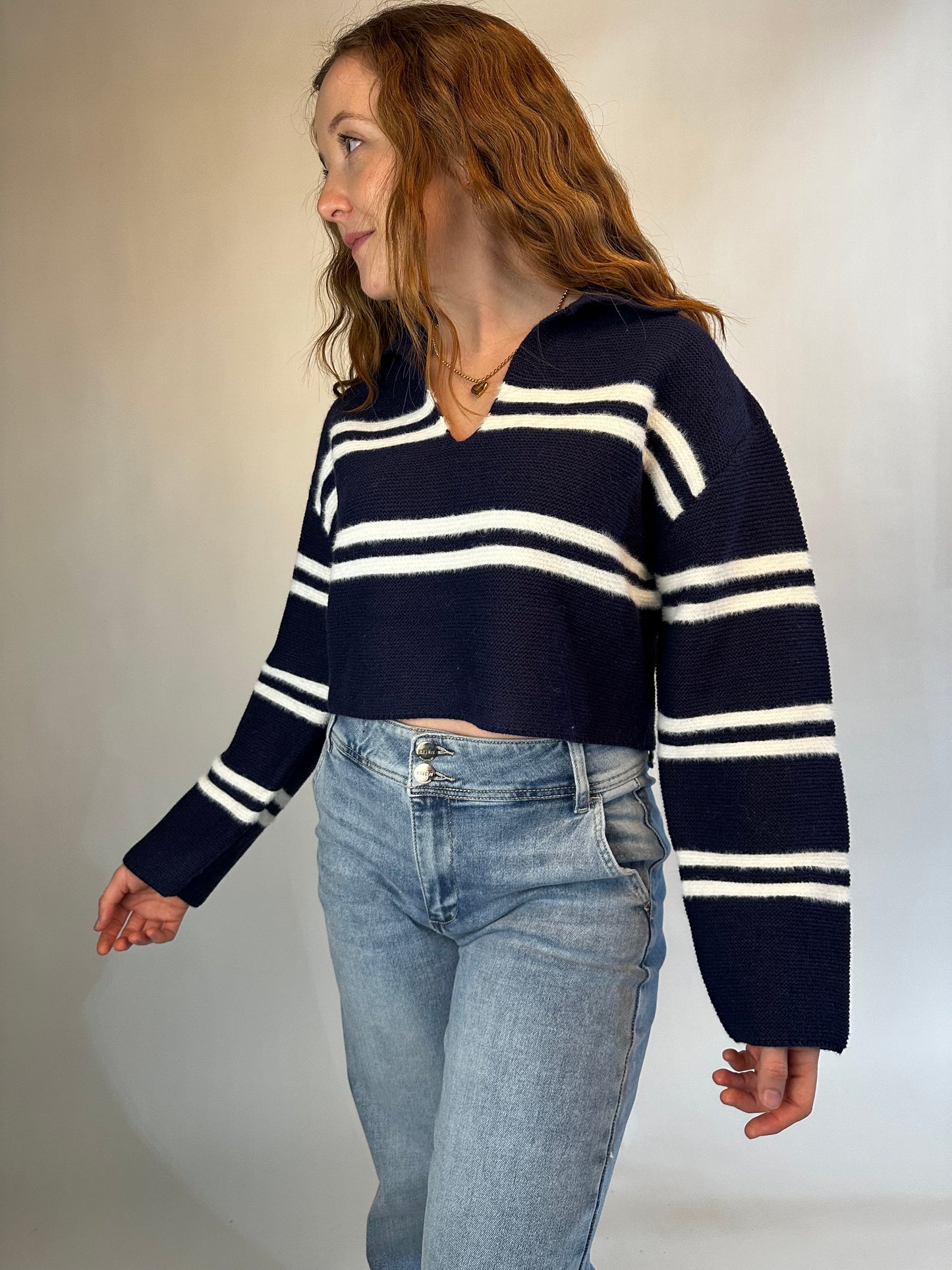 Timeless Charm Cropped Collar Top