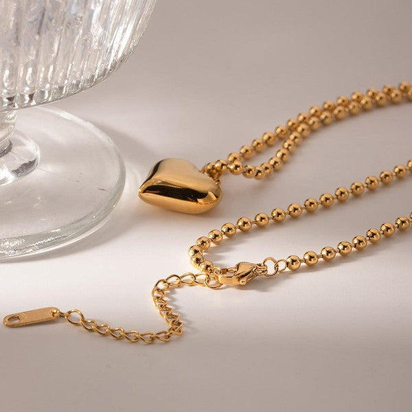 Puffy Heart Necklace (Gold)